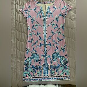 Sugar Pink and Blue Embellished Lilly Pulitzer Sophiletta Dress